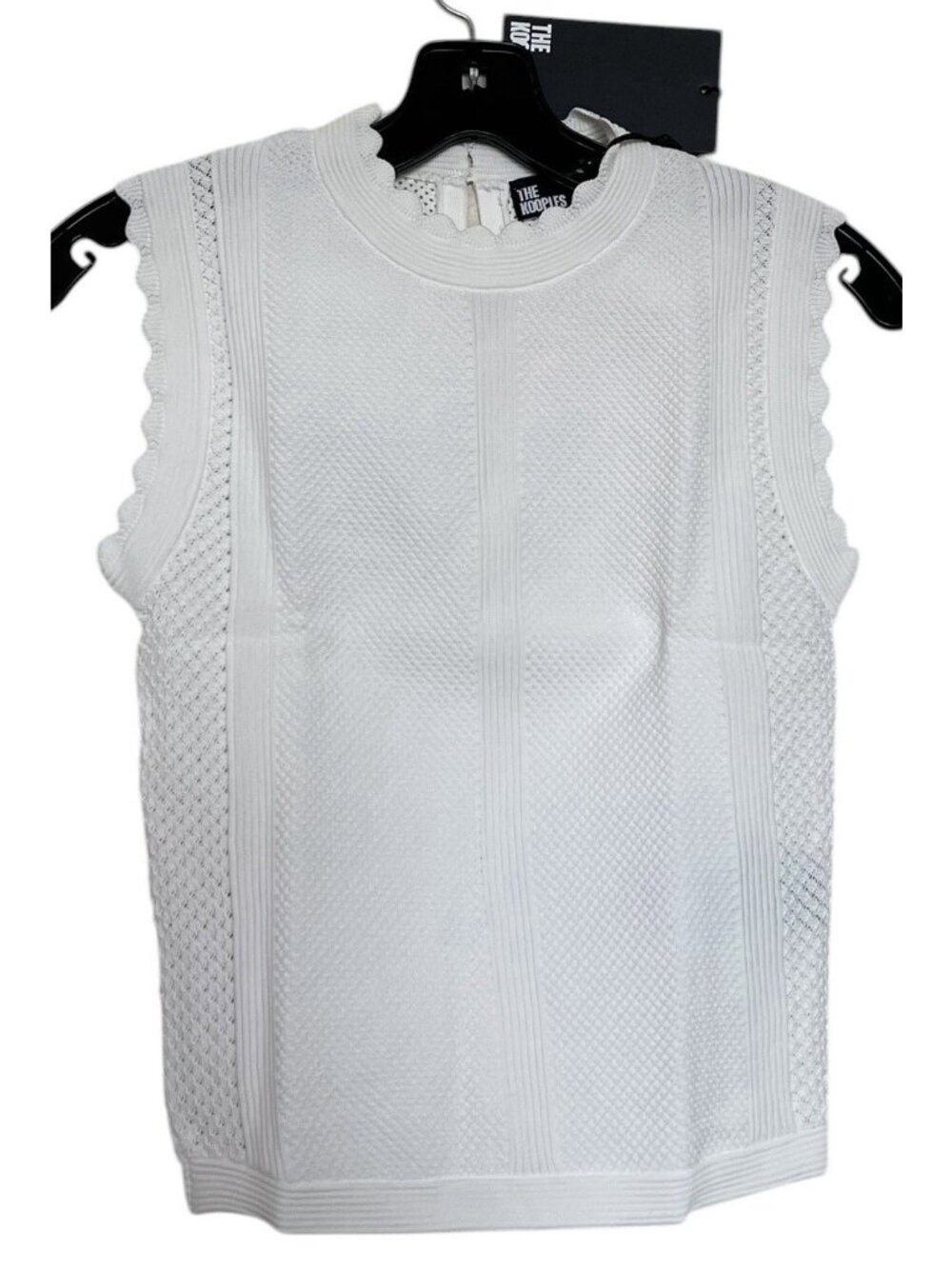 The Kooples Tank Top Womens Size 0 White Knit Scallop Romantic $215